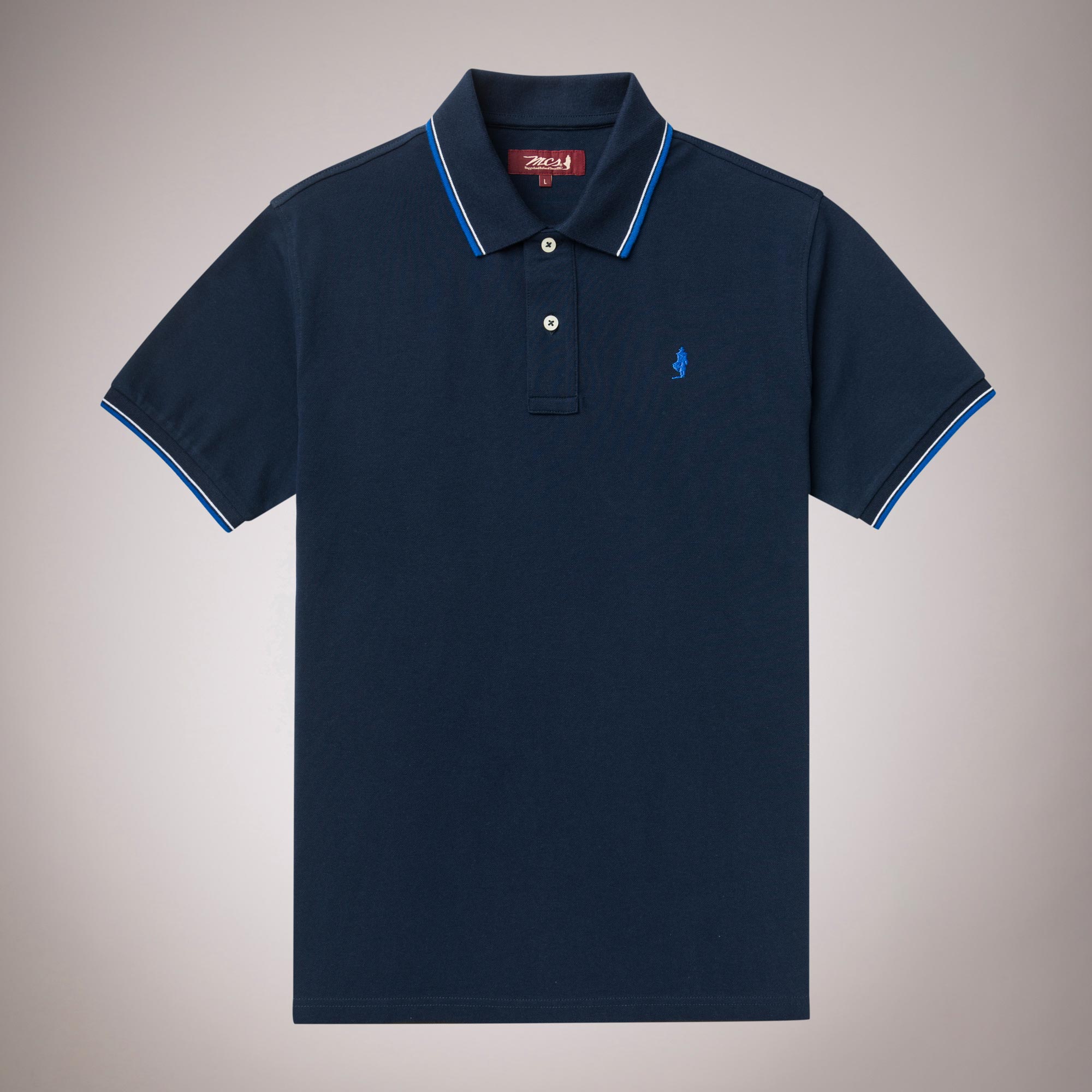 Polo con Righe a Contrasto in Cotone Stretch