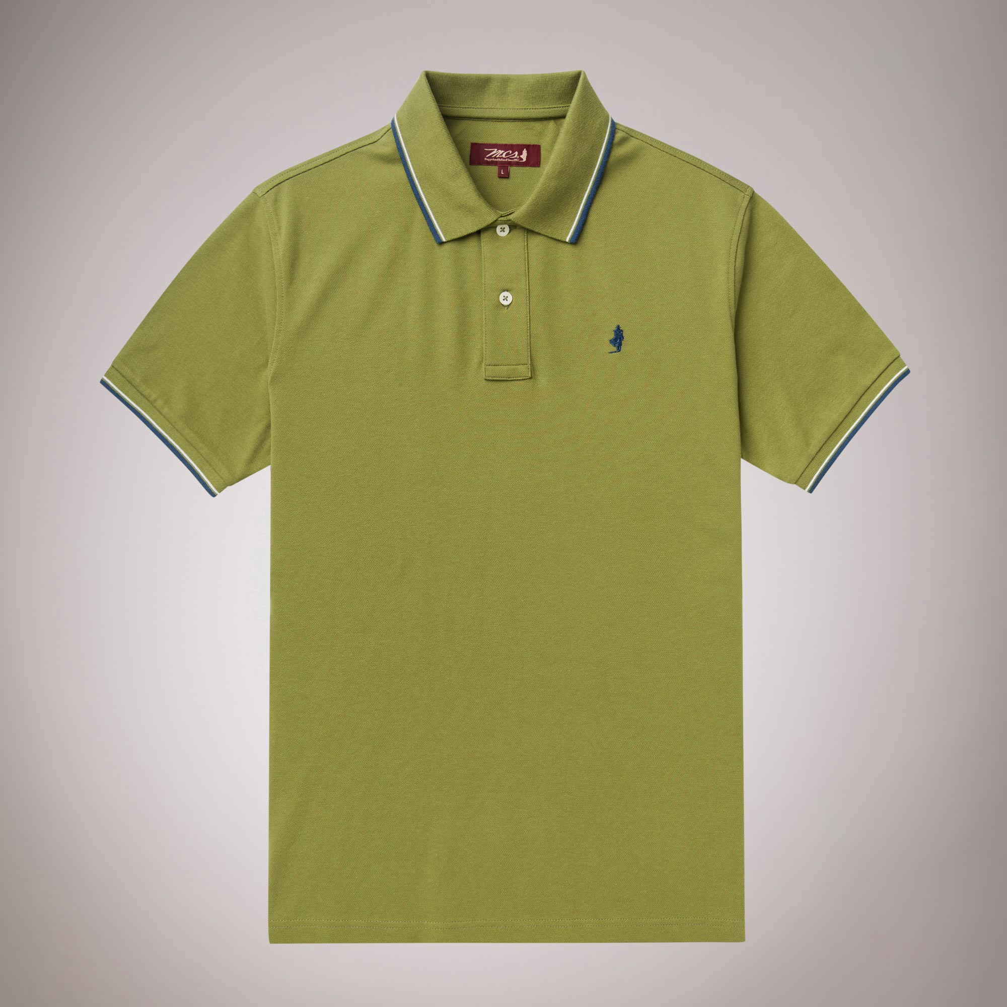 Polo con Righe a Contrasto in Cotone Stretch