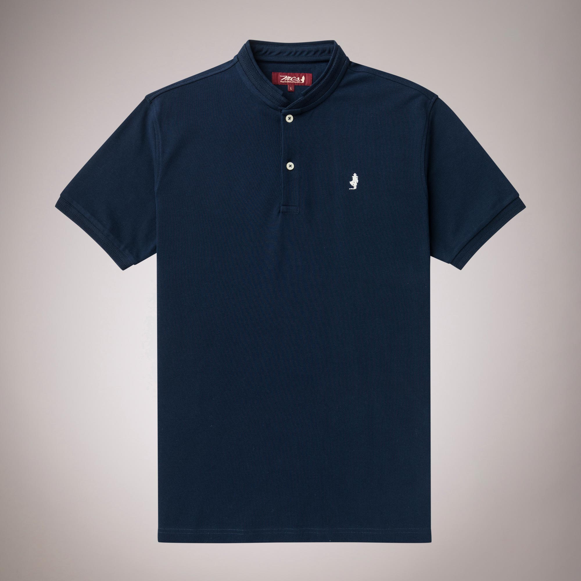 Short-sleeved Serafino in Stretch Cotton