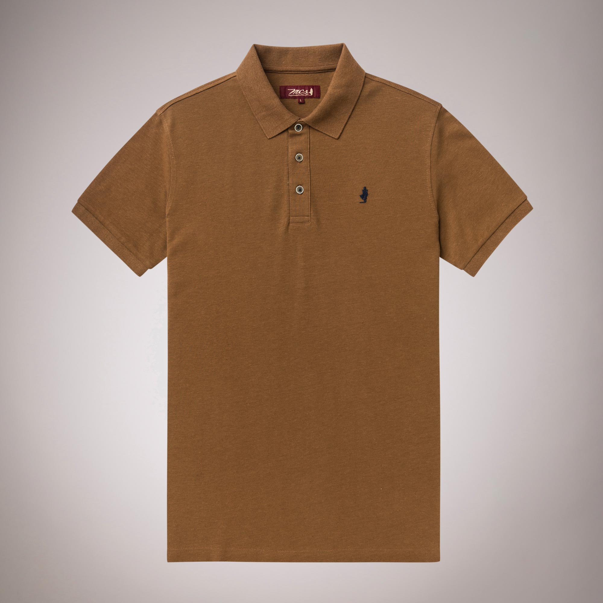 Plain Polo Shirt in Cotton and Linen